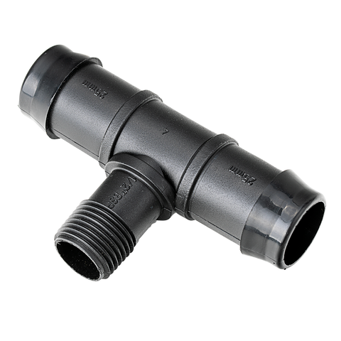 K Rain 25mm Barbed Tee 15mm Bsp Male - Pack of Multiple - Black - 110mm x 50mm x 280mm - SuperSaverAU - view 1