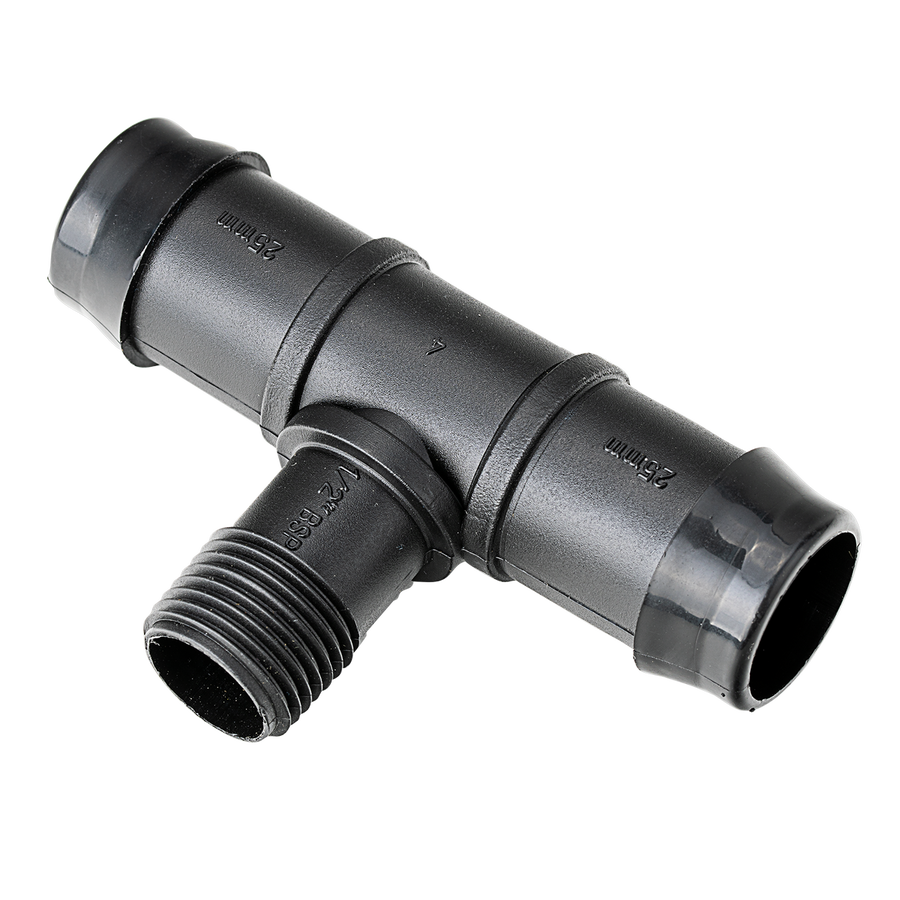 K Rain 25mm Barbed Tee 15mm Bsp Male - Pack of Multiple - Black - 110mm x 50mm x 280mm - SuperSaverAU - view 1