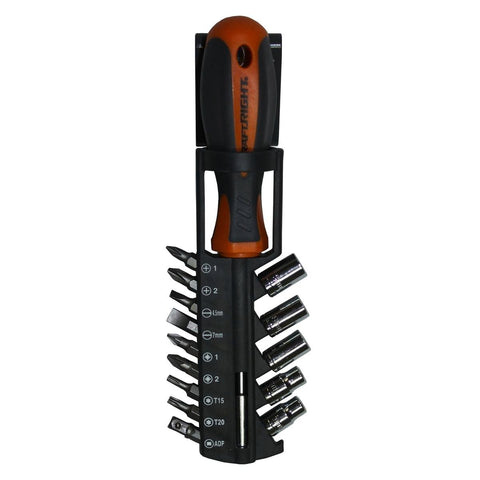 Craftright 15 Piece Screwdriver and Bit Set - 250mm x 70mm x 60mm - Orange Grey Silver - SuperSaverAU - view 1