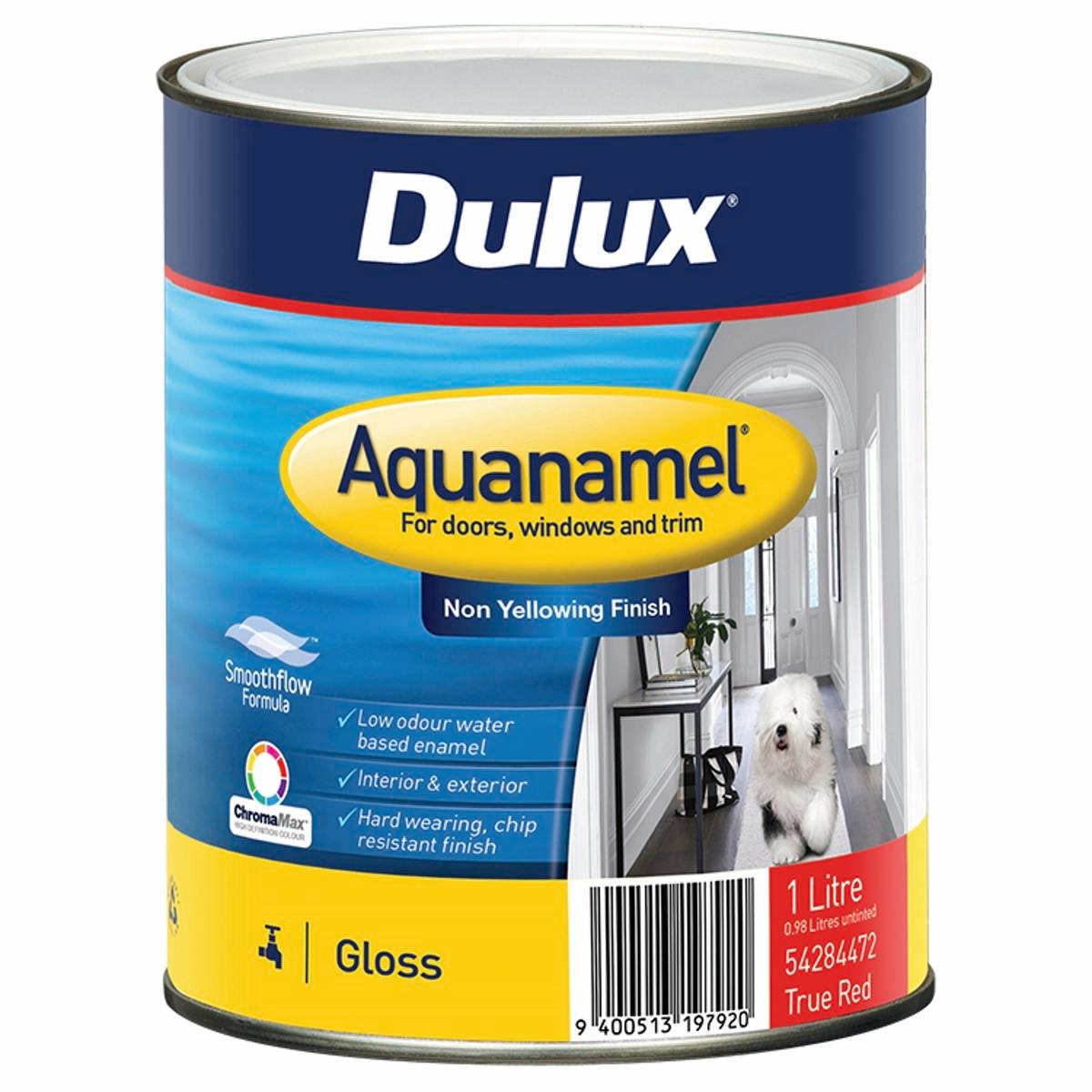 Dulux Enamel Paint - 1L - True Red - Water Based - Chip Resistant - SuperSaverAU - view 1