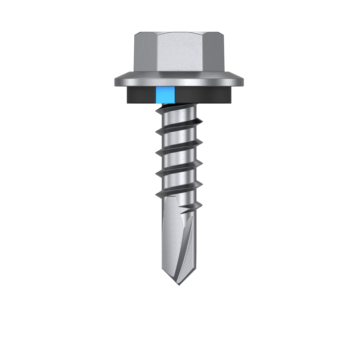 Bremick 12g x 20mm Hex Metal Screw, Carbon Steel B8 Coating, Sealed Head Drill Point Fine Thread - 500 Box