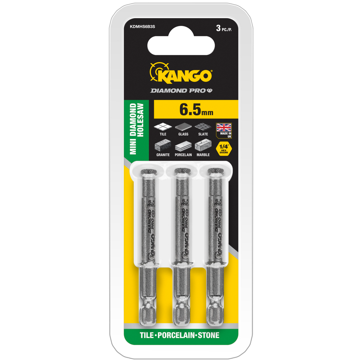 Kango Diamond Pro Mini Hole Saw 3 Pack - 6.5mm - Durable for Hard Materials - SuperSaverAU - view 1