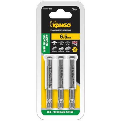 Kango Diamond Pro Mini Hole Saw 3 Pack - 6.5mm - Durable for Hard Materials - SuperSaverAU - view 1