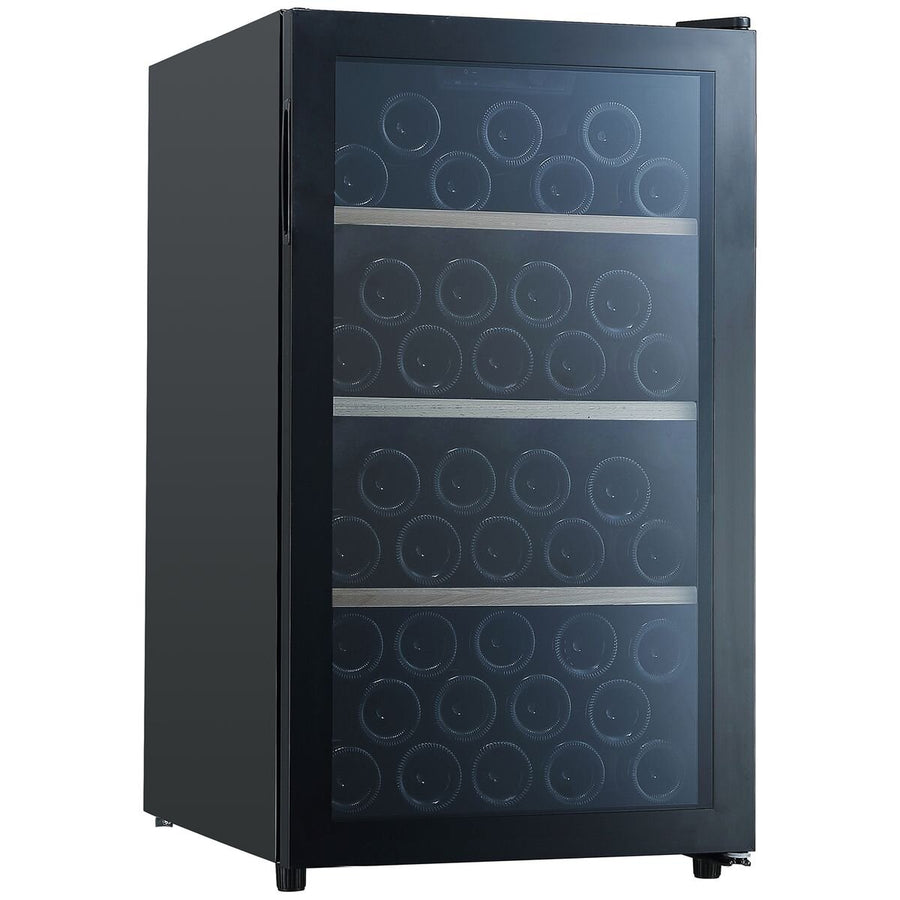 Cantina 56 Bottle Single Zone Freestanding Wine Cabinet - Black Finish, Glass Door, 124L - CCWFS56B