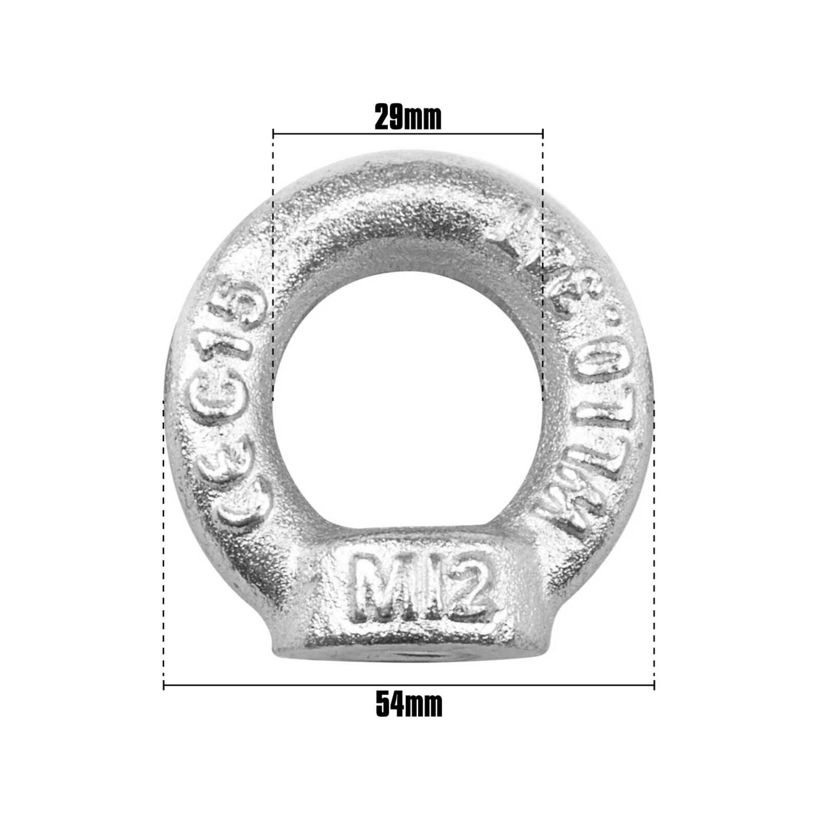 Pinnacle M12 Zinc Plated Eye Nut, 50 x 55 x 13mm, 0.34t Load