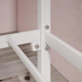 Zinus Double Metal Canopy Bed Frame - White Steel Frame, Slatted Platform, 280kg Capacity - AU-CPBFW-D