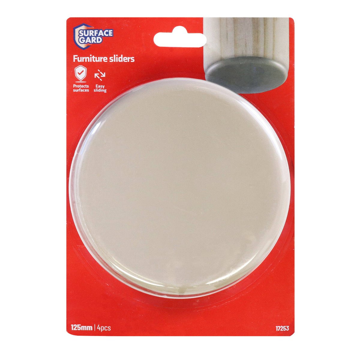 Surface Gard Round Slider - 125mm - Plastic - Easy Movement - 4 Pack - SuperSaverAU - view 4