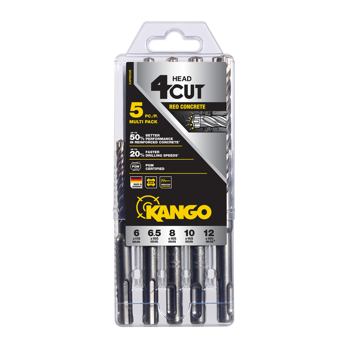 Kango K4 SDS Plus Drill Bit Set - 5 Piece - 72mm - Solid Carbide - Fast Drilling - SuperSaverAU - view 1