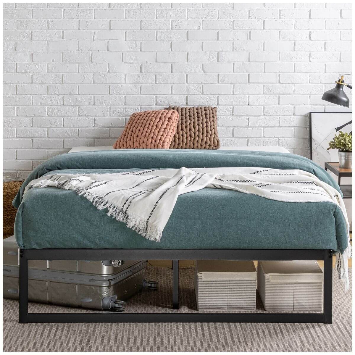 Zinus Single Quick Lock metal bed frame - black steel, 35.5cm frame height - AU-QLSP-14S