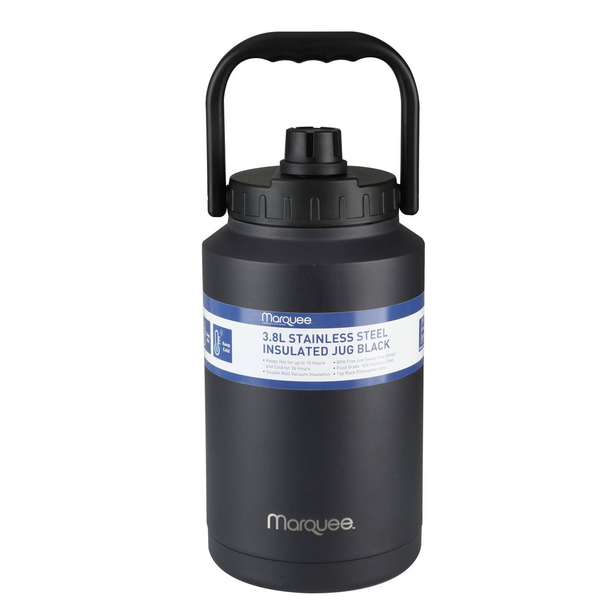 Marquee 3.8L Insulated Jug - Black Stainless Steel - Leak-Resistant Spout - SuperSaverAU - view 2