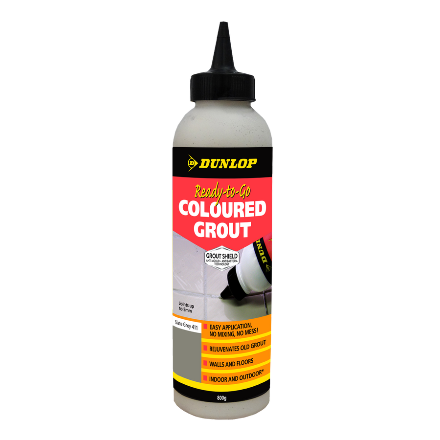 Dunlop Ready-to-Go Coloured Grout 800g Slate Grey Anti Mould Protection - SuperSaverAU - view 1