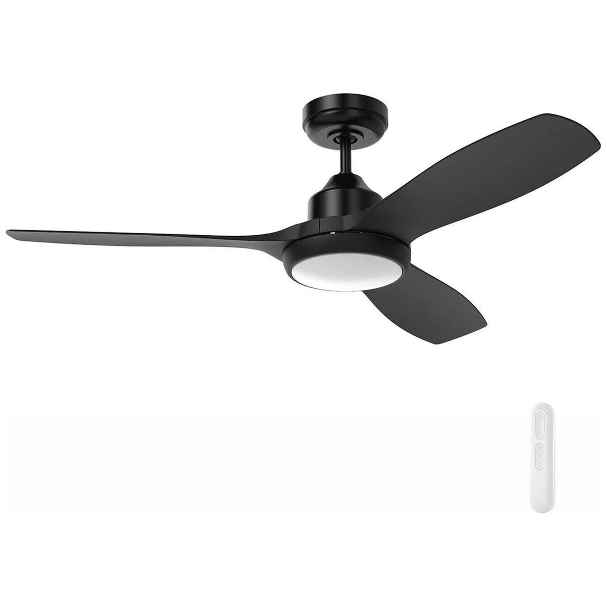 Mercator Raptor S 122cm DC Ceiling Fan with LED Light - Black, 20W CCT Light, 6-Speed Remote - FC978123BK
