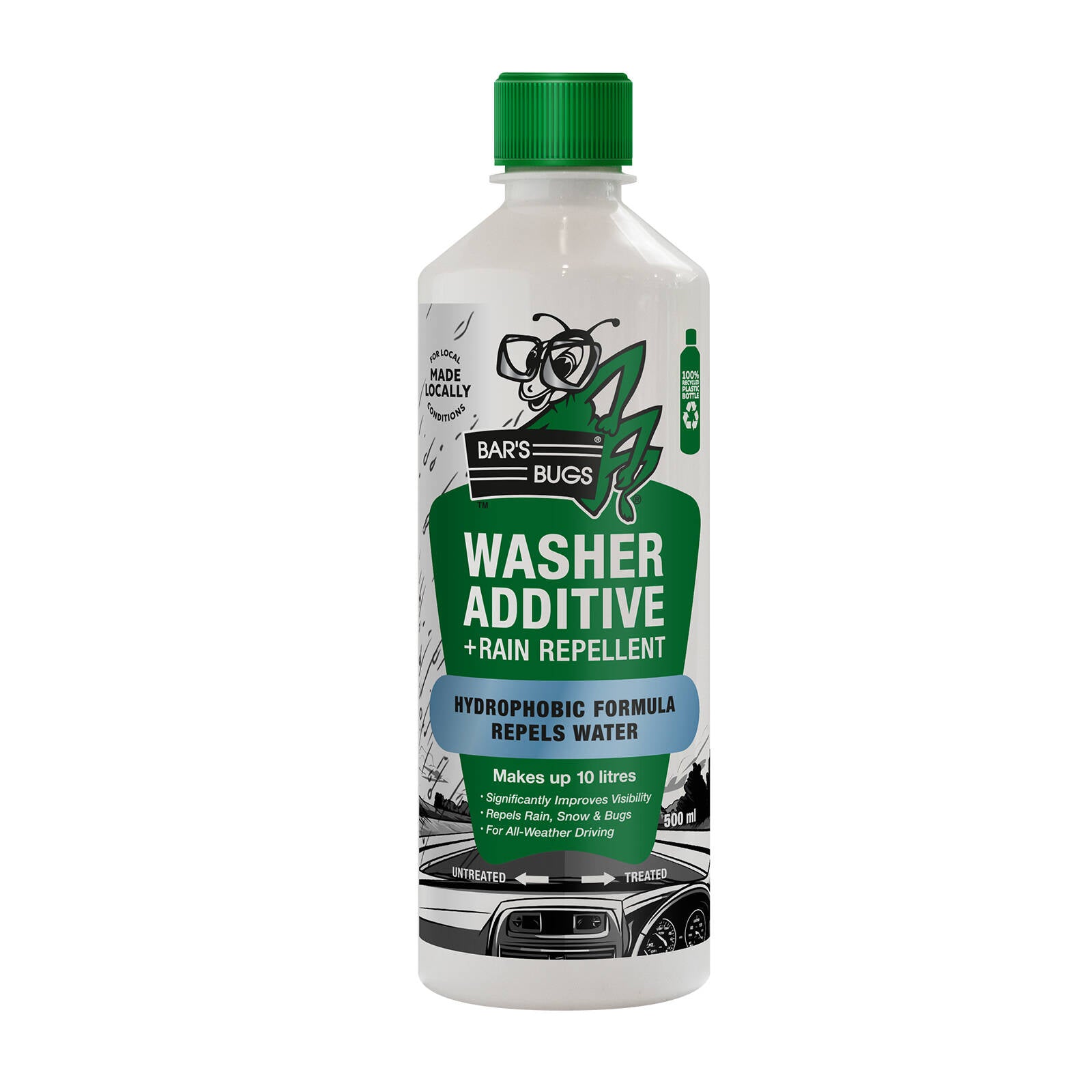 Bar's Bugs 500ml Clear Windscreen Cleaner with Rain Repellent Concentrate