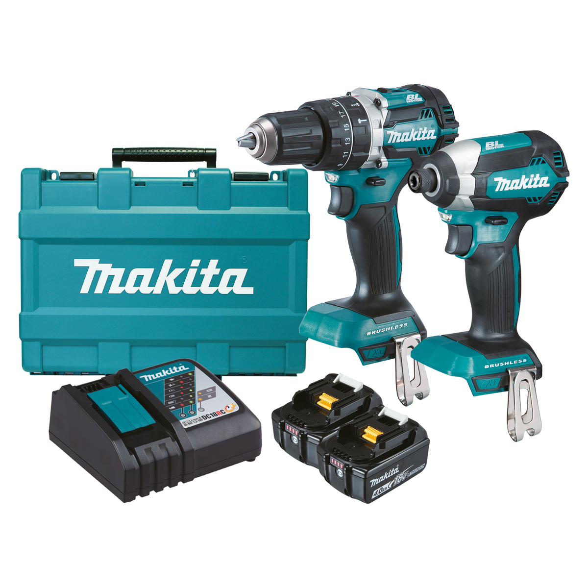Makita 18V Brushless 2 Piece Combo Kit - 4Ah Batteries - Durable Plastic - SuperSaverAU - view 1