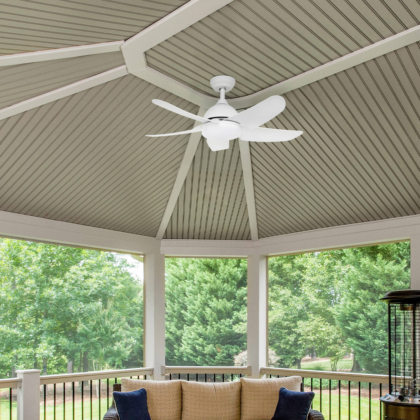 Brilliant Lighting 100cm Matt White Bellis AC Ceiling Fan with LED Light and Remote