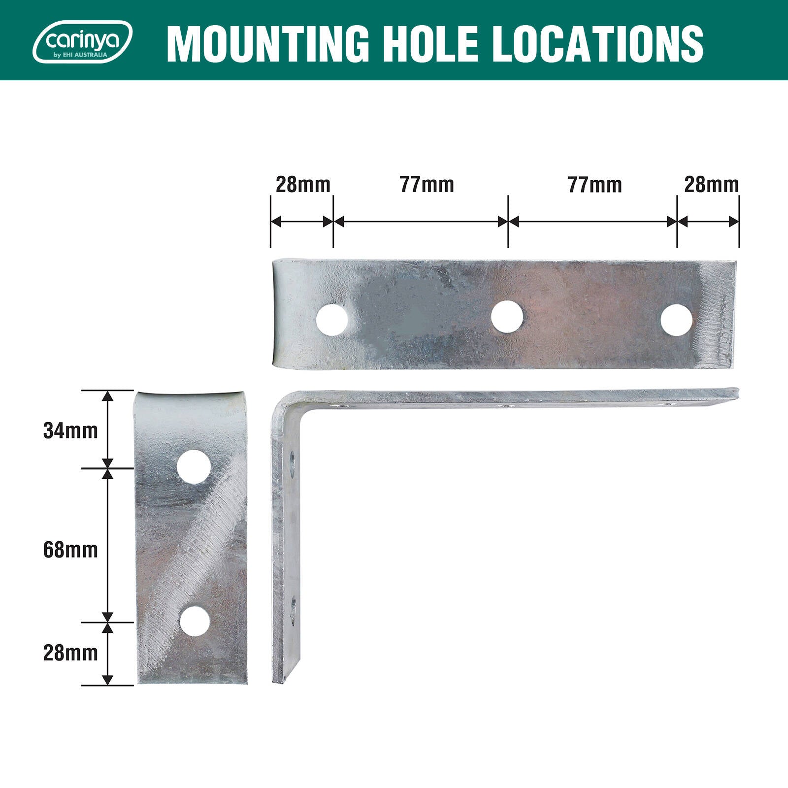 Carinya 210 x 130mm Galvanised Steel Heavy-Duty Multi-Orientation Angle Bracket, 75kg