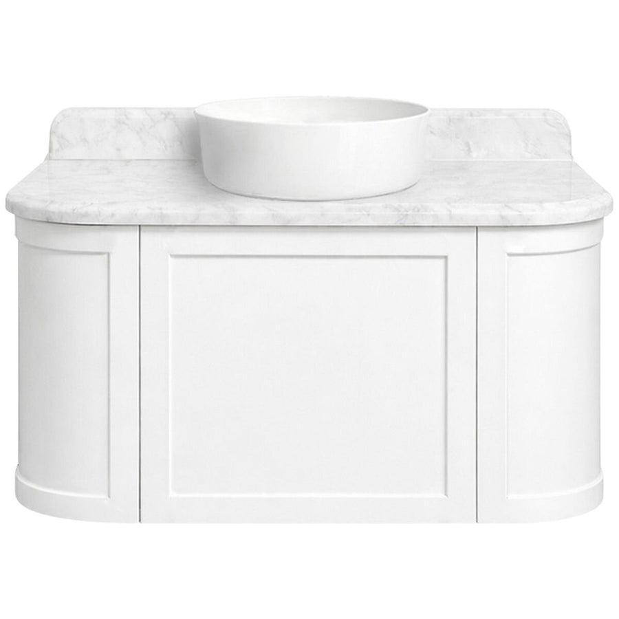 Turner Hastings Evara Wall Hung Vanity - Marble Top, White, No Taphole, Above Counter - EV953-WH-NTH