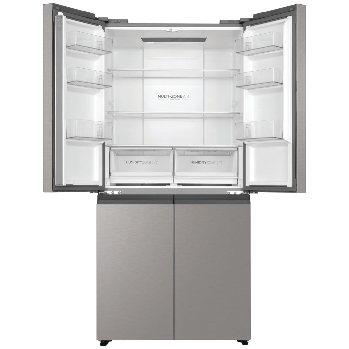 Haier 463L Quad Door Fridge - Satina Silver - 4 Star Energy Rating - Frost Free - Door Alarm - HRF530YS
