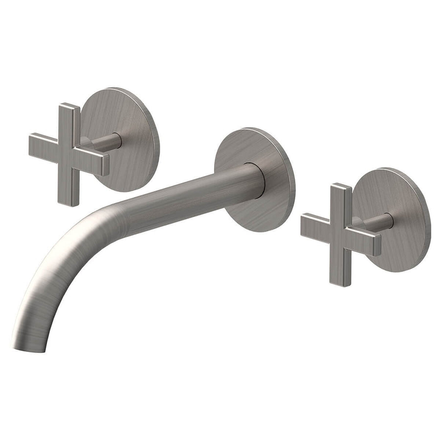 Rogerseller Gas Wall Basin Set - Brass, 6 Star WELS, 4.5L per Minute, Brushed Nickel - 3606017407