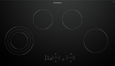 Westinghouse 90cm 4 Zone Ceramic Cooktop - Triple Zone, Hob2Hood, Touch Control, Timer - WHC943BD