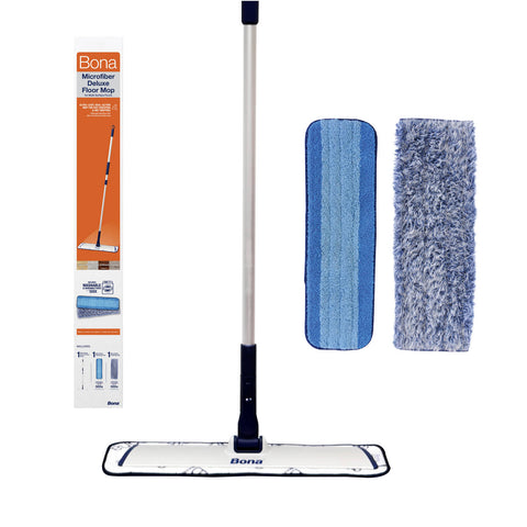 Bona Deluxe Microfibre Mop with 2 Pads 1360mm Telescopic Swivel Floor Mop