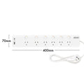Arlec 6 Outlet Surge Protected Powerboard 1.8m - White - PD20W USB Charging - SuperSaverAU - view 4