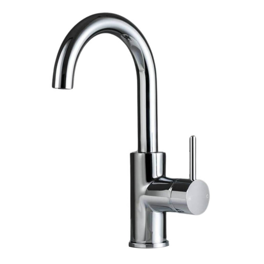 Rogerseller Tonic Gooseneck Basin Mixer - Chrome Finish - 285mm High - 5 Year Warranty - 3606013601