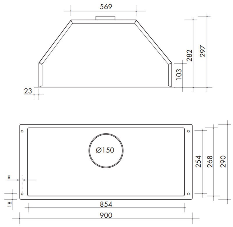 Artusi 90cm Undermount Rangehood - Stainless Steel Fascia - 750m³/h, 3 Fan Speeds - AUM90