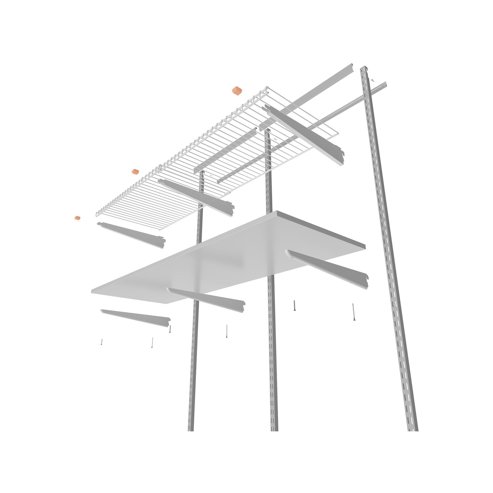 Flexi Storage Home Solutions White Double Slot Wire Shelf Bracket End Cover - 25 x 12 x 25mm 12 Pack