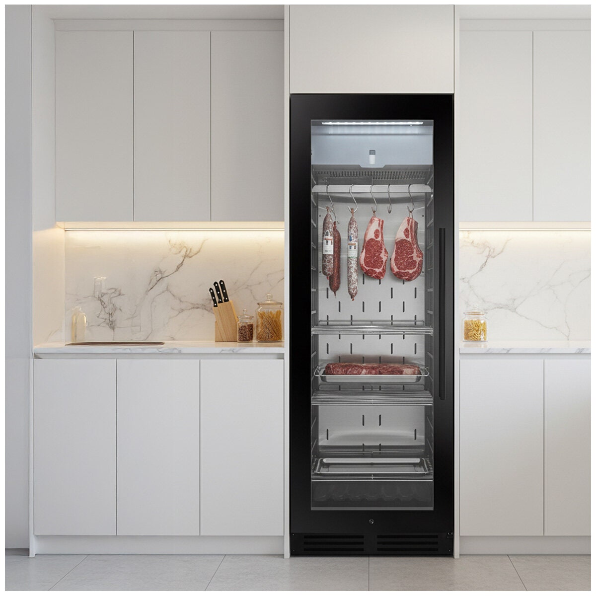 KingsBottle 352L Freestanding Steak and Meat Ager - Black, Left Hinge, Glass Door - KB180SA-FG-LHH