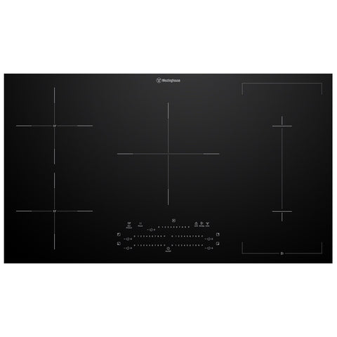 Westinghouse 90cm Five Zone Induction Cooktop with Hob2Hood - Bridge Zone, MaxiZone, BoilProtect - WHI955BD