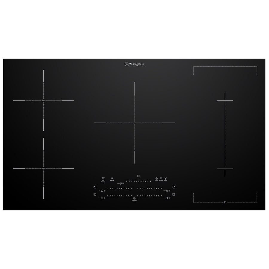 Westinghouse 90cm Five Zone Induction Cooktop with Hob2Hood - Bridge Zone, MaxiZone, BoilProtect - WHI955BD
