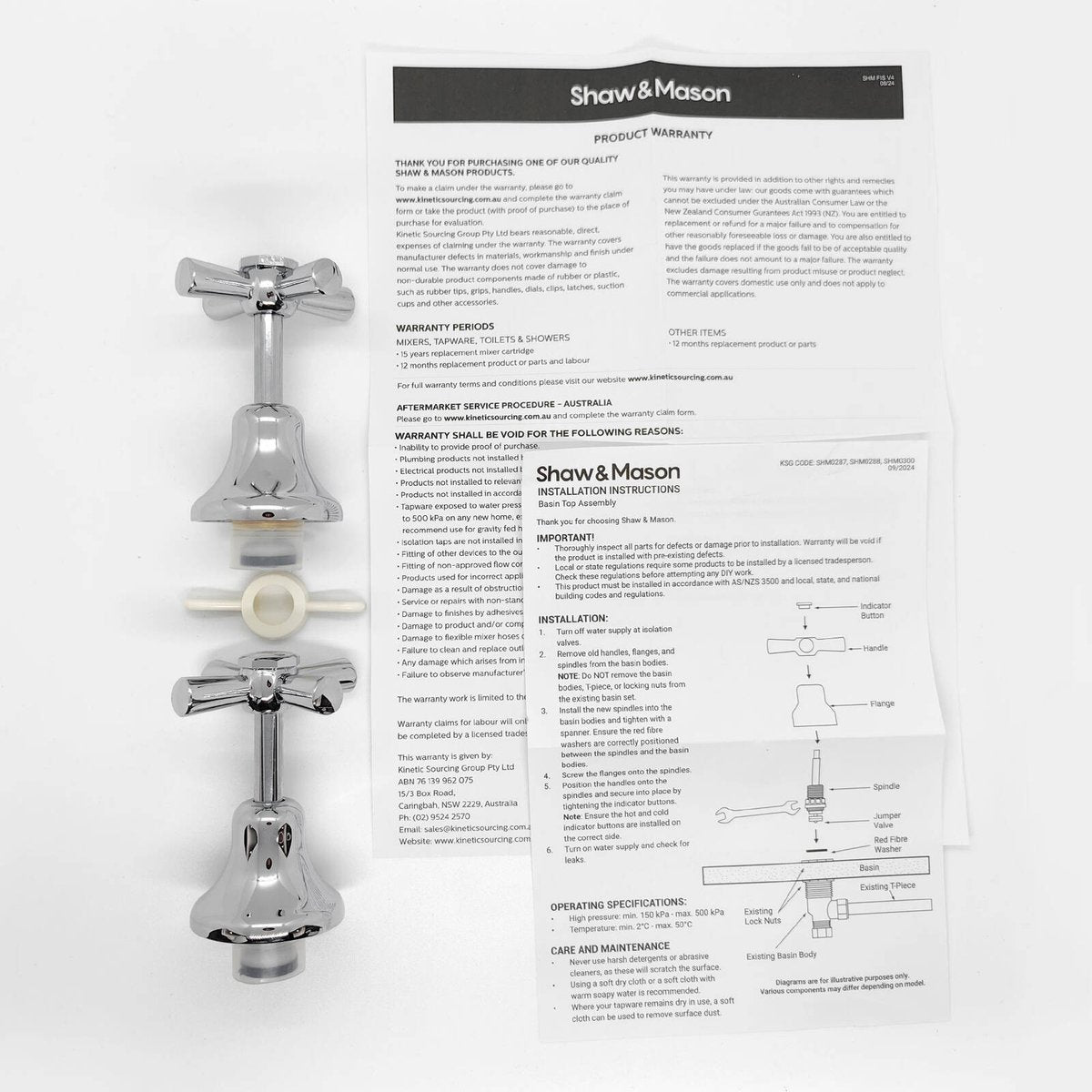 Shaw Mason Chrome Easy Clean Basin Top Assembly Pair - 67mm x 105mm - Durable - SuperSaverAU - view 3