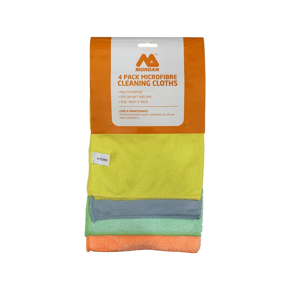 Morgan 4PK Cleaning Cloths - Microfibre - 390mm x 200mm - Absorbent - SuperSaverAU - view 1