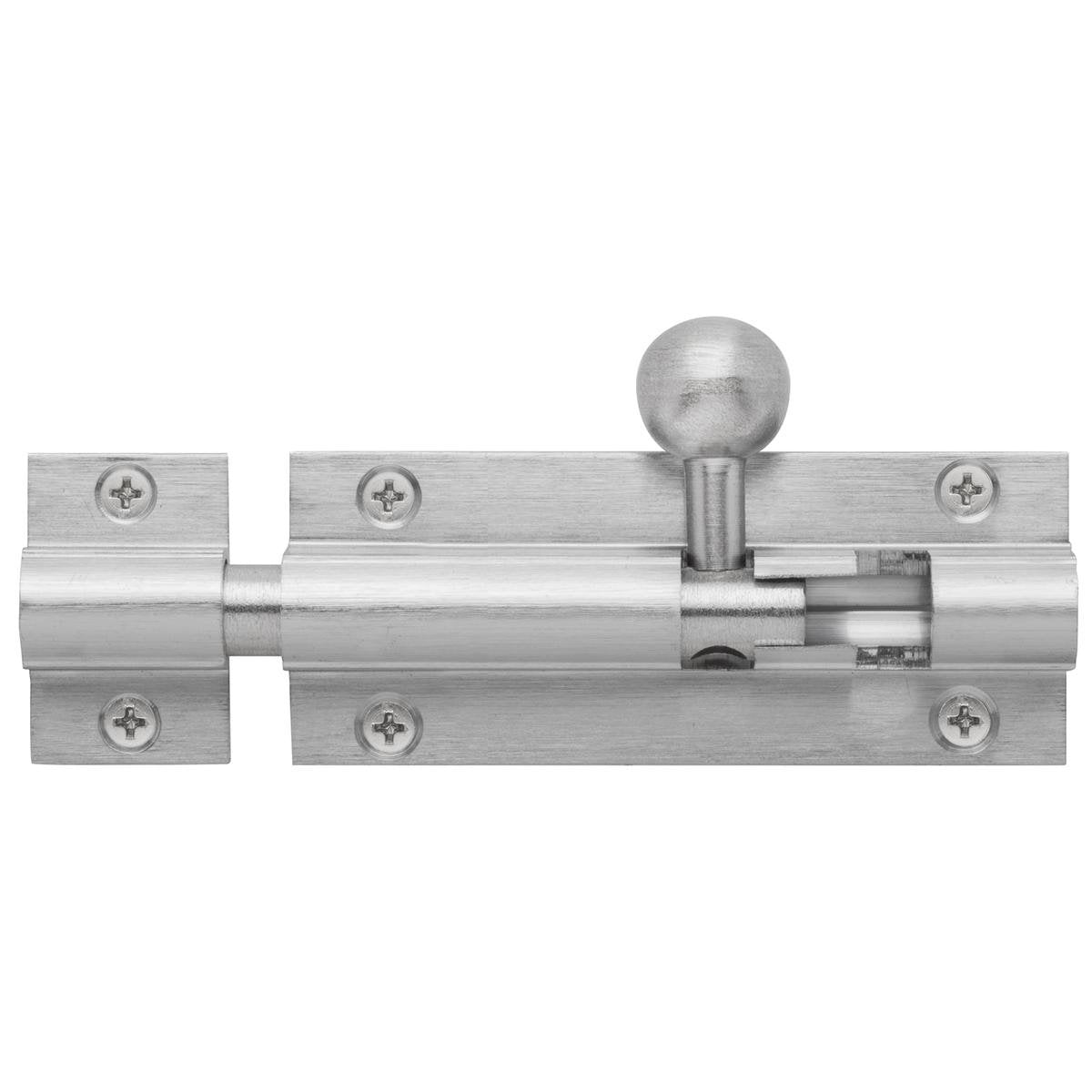 Delf Trade Satin Chrome Barrel Bolt 75 x 32 x 9.5mm Zinc Alloy Durable - SuperSaverAU - view 1