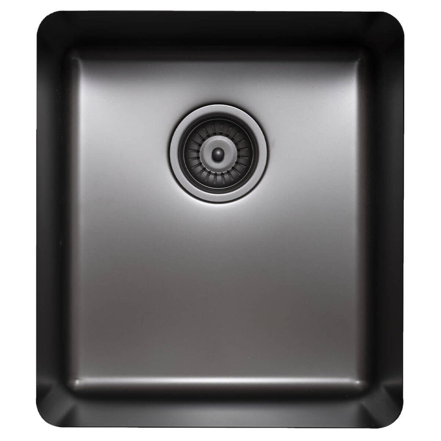 Titan single bowl kitchen sink - compact matte gunmetal finish, AISI316 stainless - TSGM40