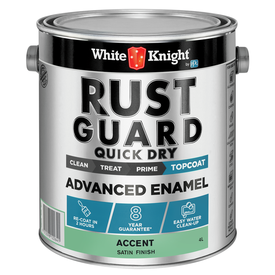White Knight Rust Guard 4L Accent Satin Quick Dry Advanced Enamel Paint