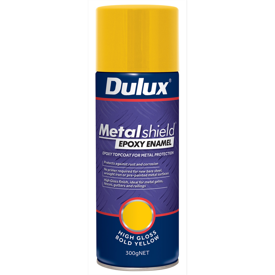 Dulux Metalshield Epoxy Enamel Gloss Spray Paint 300g Bold Yellow - SuperSaverAU - view 1