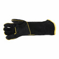 Bossweld 16 Inch Black and Gold Welding Gloves - Lined Split Leather Gauntlet Pair