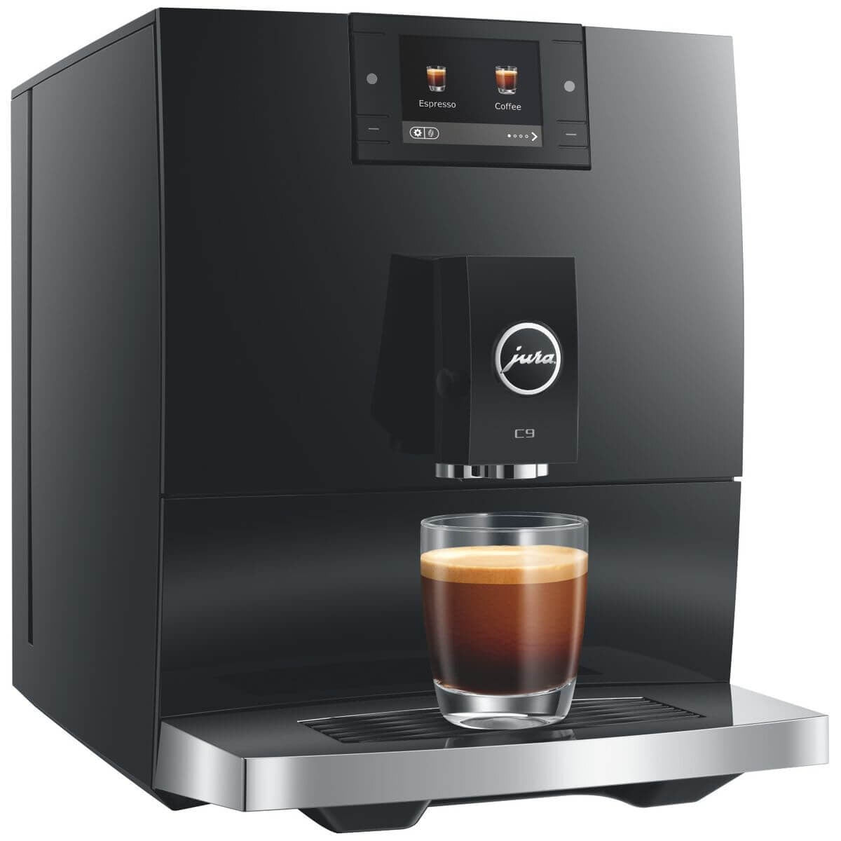 Jura C9 Automatic Coffee Machine - 17 Coffee Specialities, Colour Display, Piano Black - 15757