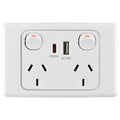 DETA 6000 Double Power Point with USB-A & USB-C PD20W Fast Charging White Indoor