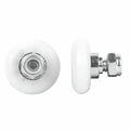 Rolltrak 19mm White Acetal Convex Roller With Threaded Stud - Wardrobe Door