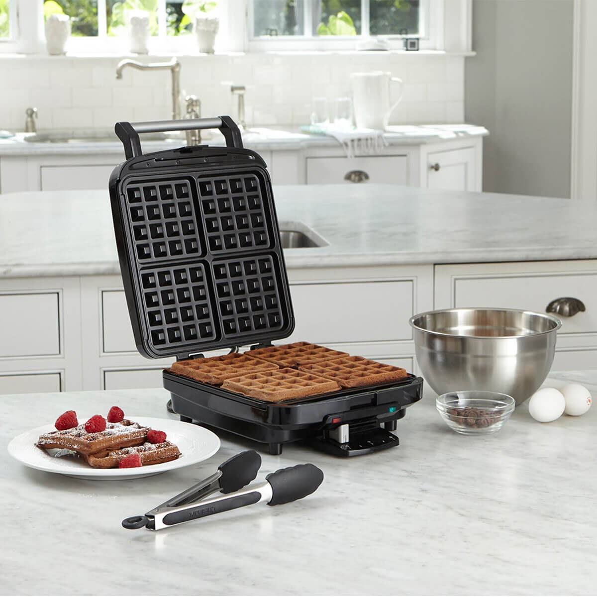 Cuisinart 4-Slice Belgian Waffle Maker - Black - Non-Stick Plates - Five Browning Settings - WAF-150XA