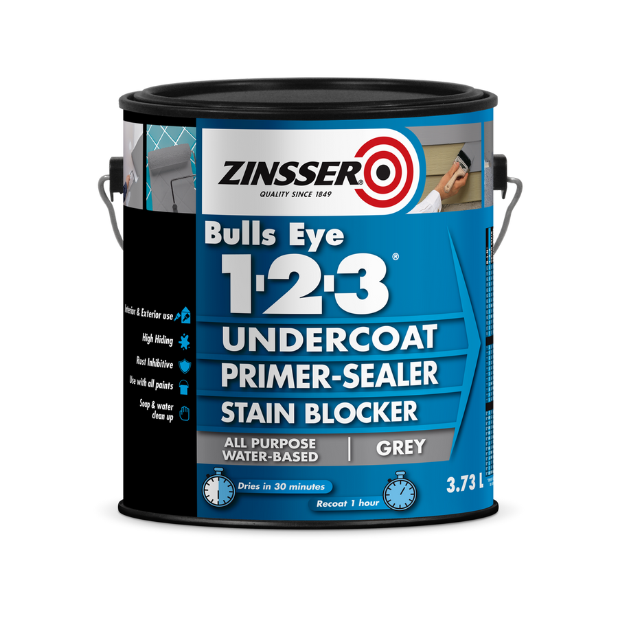 Zinsser Bulls Eye Primer Grey 3.73L Water-Based Stain Blocker - SuperSaverAU - view 1