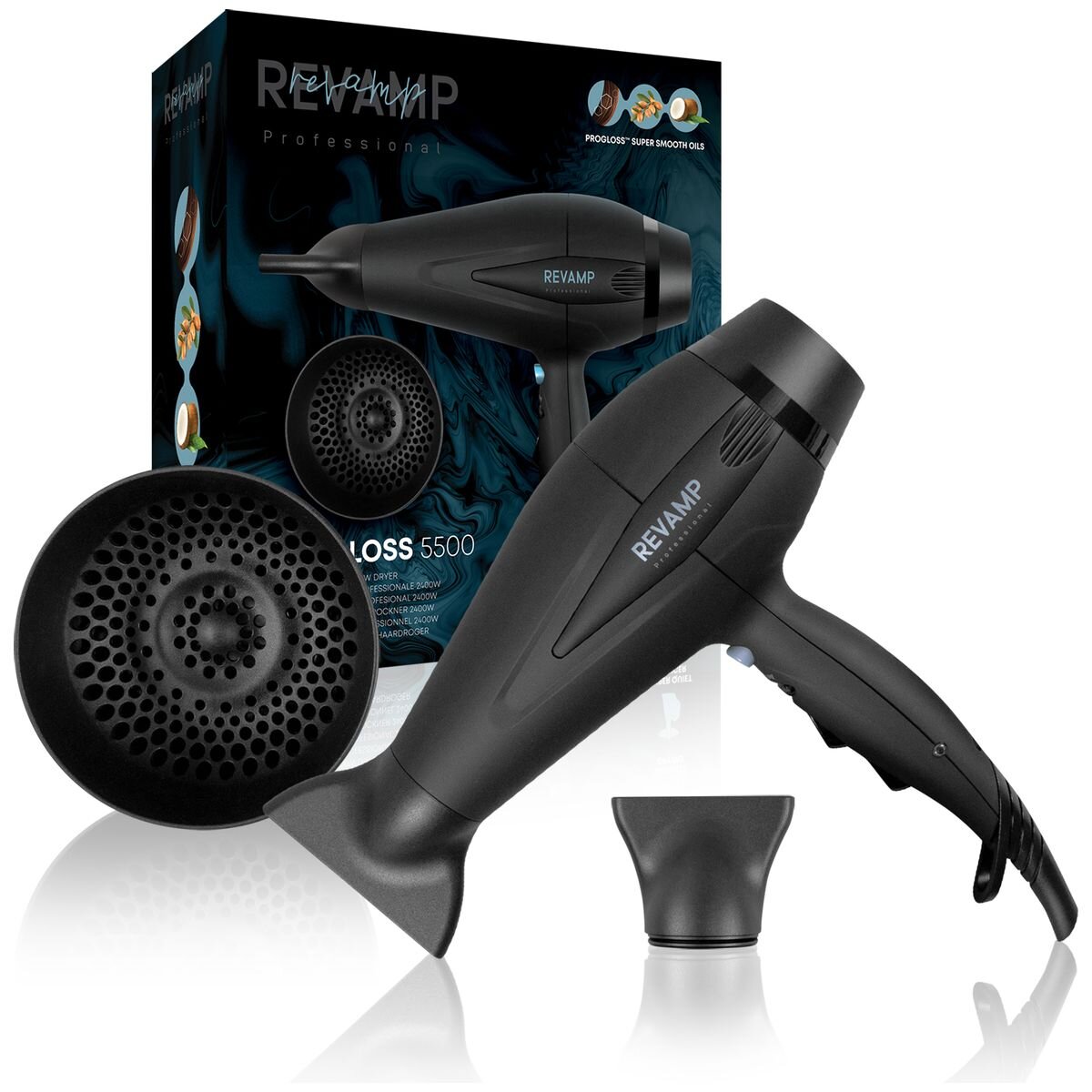 HoMedics Progloss professional ionic hair dryer - 2400W motor, oil infusion, 3m cable - DR-5500-AU