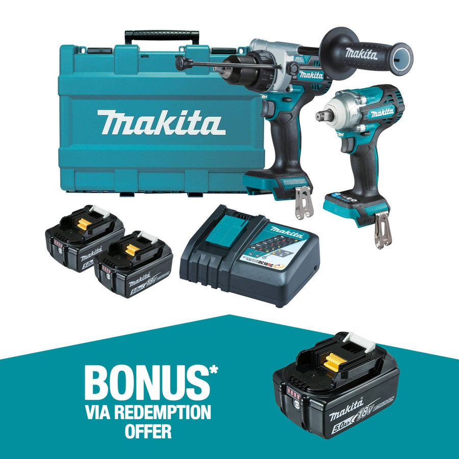 Makita Brushless 2 Piece Combo Kit DLX2419T - 18V - Includes 2 Batteries - Rapid Charger - SuperSaverAU - view 1
