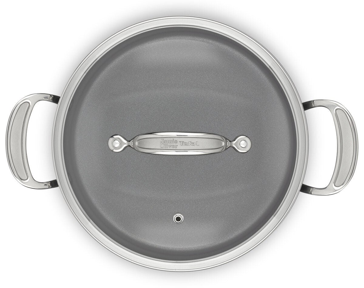 Tefal Jamie Oliver 24cm Titanium Non-stick Induction Stewpot - Hard-anodised Black - H9024644