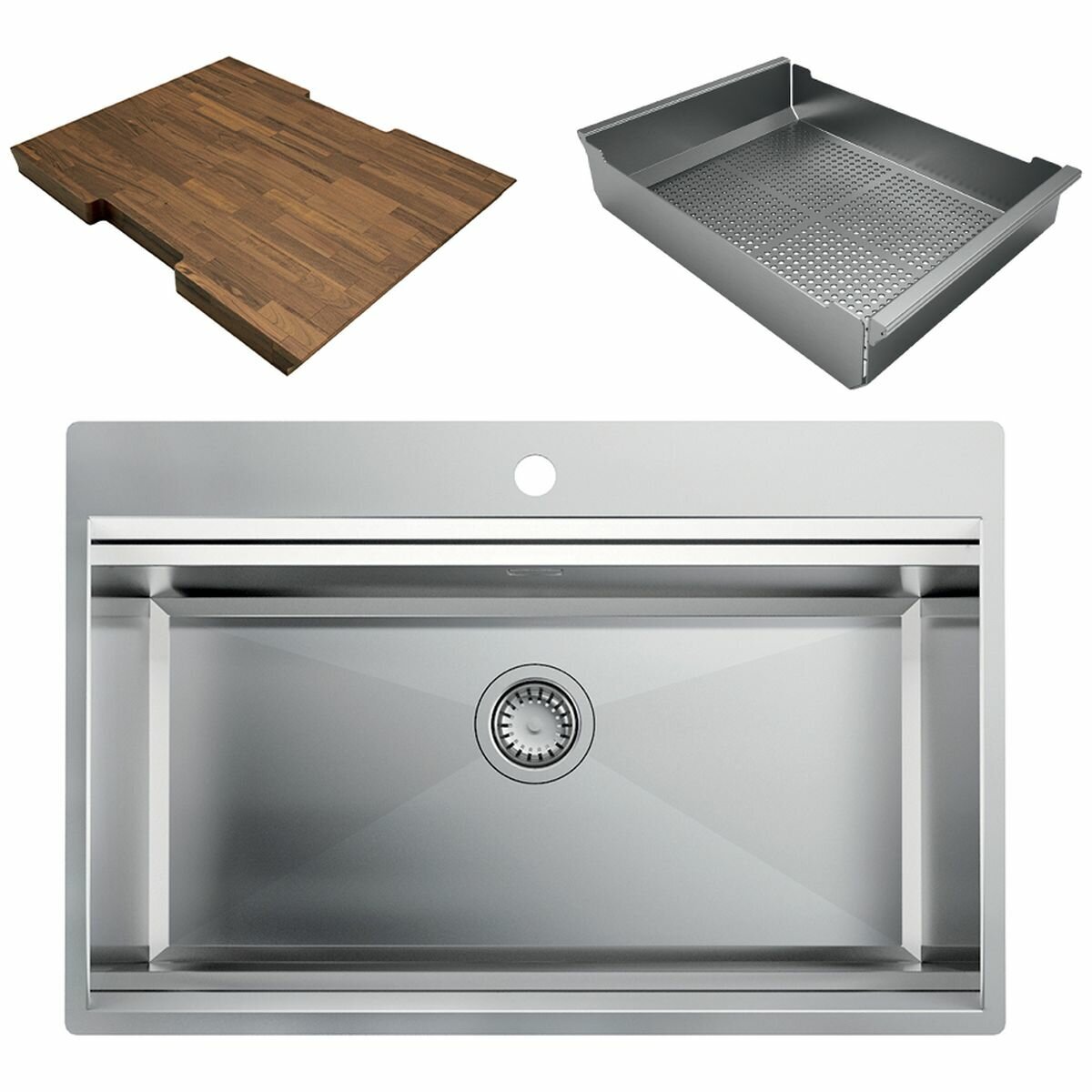 Artinox Layer 74 Workstation Sink - 780mm Wide, Stainless Steel, Tap Hole, Top or Flush Mount - LACCBRP074