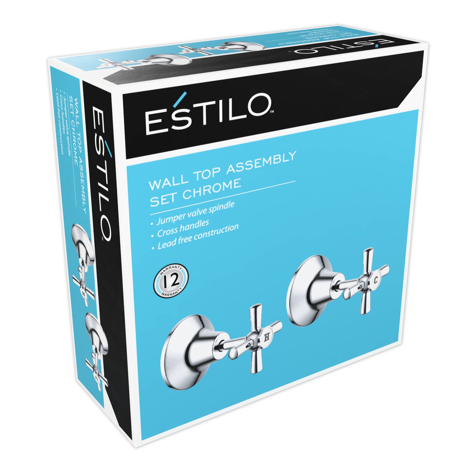 Estilo Chrome Jumper Valve Brass Wall Top Assembly Set - Cross Handles