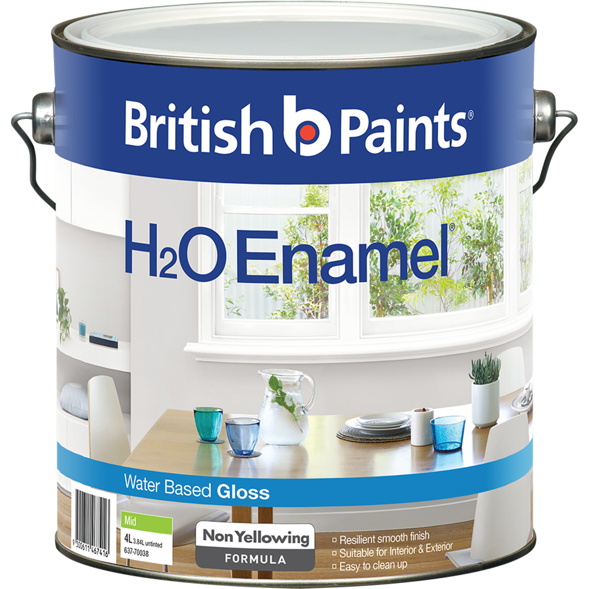 British Paints H2O Enamel Paint - 4L - Water-Based - Low Odour - SuperSaverAU - view 1